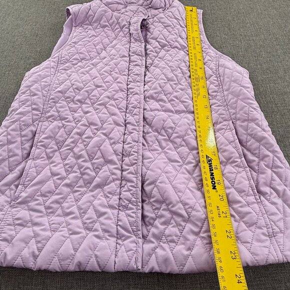 Croft & Barrow Quilted Puffer Jacket Vest Sleeveless Lavender Zip & Snaps Large - Picture 4 of 13